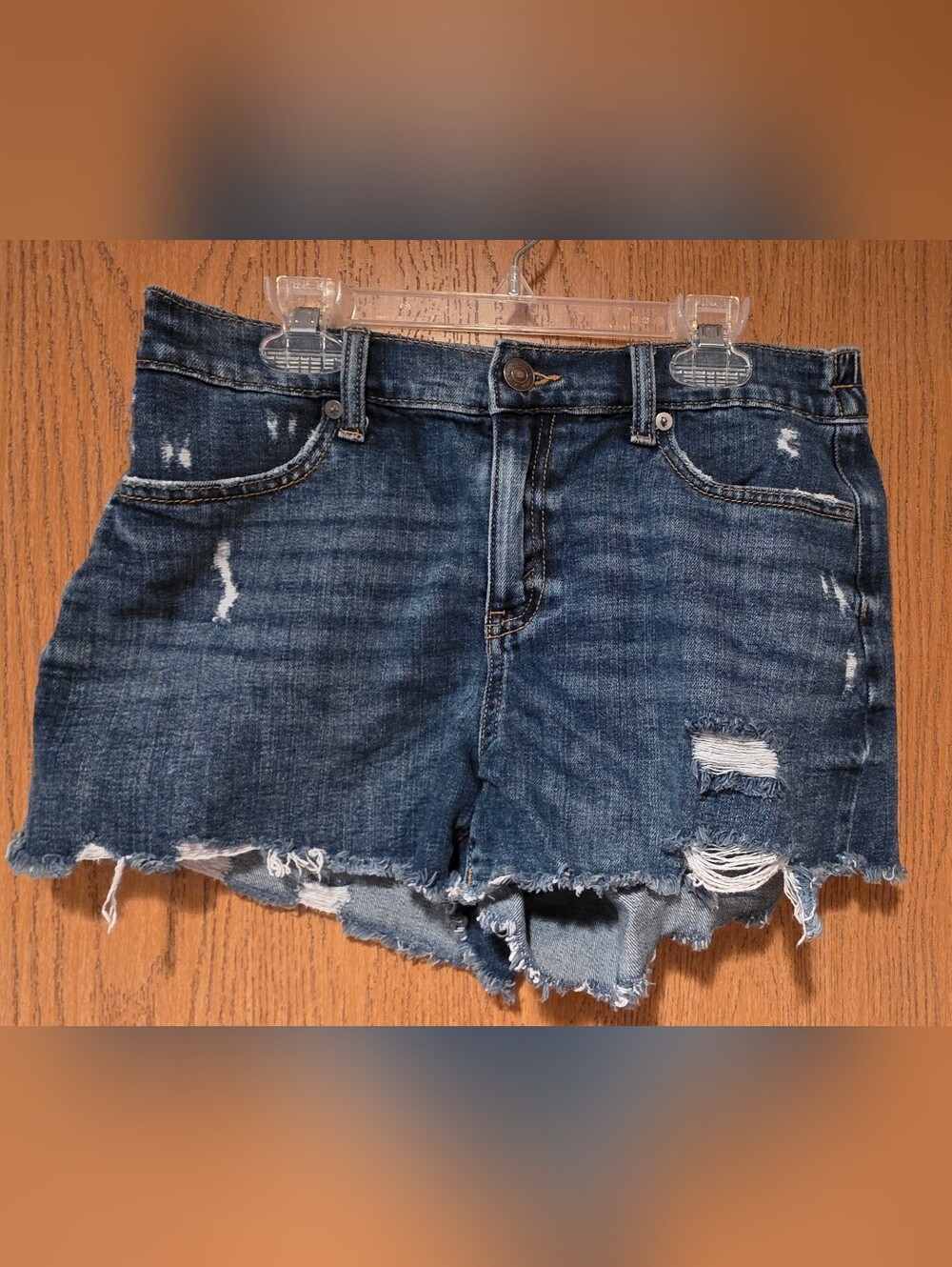 aerie Dark Blue Distressed Denim Shorts